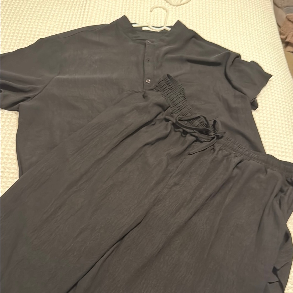 Stylish Gray Two-Piece Rayon Set